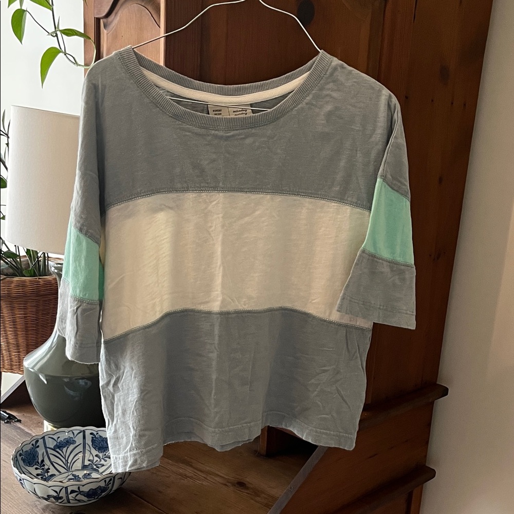 Anthropologie Gray and Cream T-Shirt